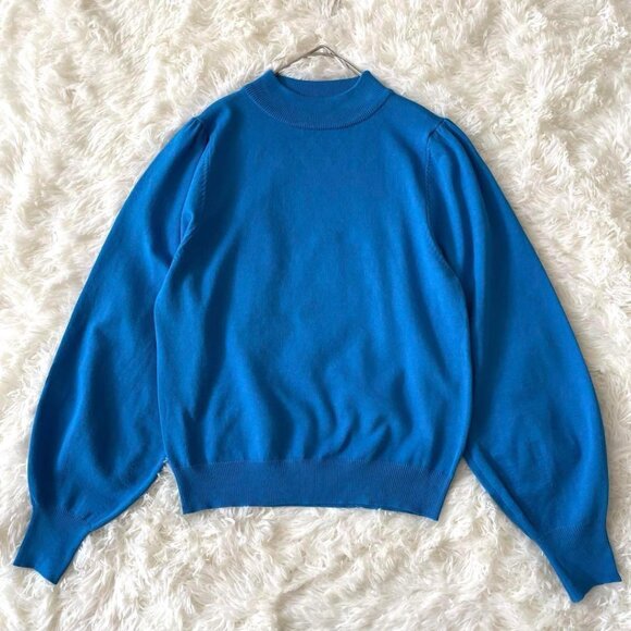 Linock Knit Sweater with Volume Sleeves Size M Light Blue - Picture 1 of 7